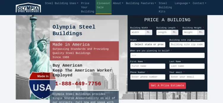 Screenshot Olympia Steel Buildings
