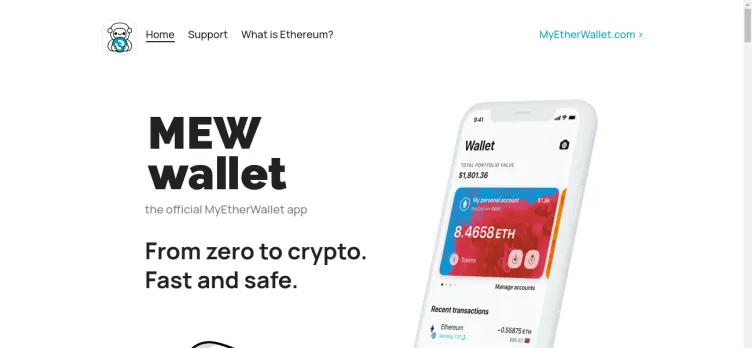 Screenshot MEW crypto wallet