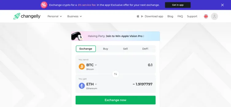Screenshot Crypto Exchange