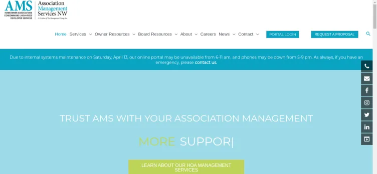 Screenshot AMS | Association Management Services NW