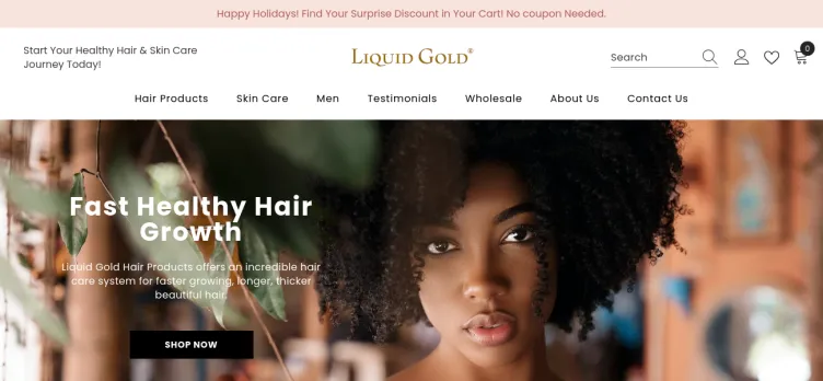 Screenshot Liquid Gold Hair Products