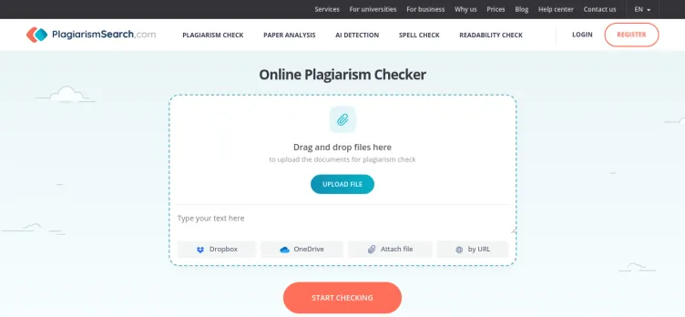 Screenshot PlagiarismSearch.com