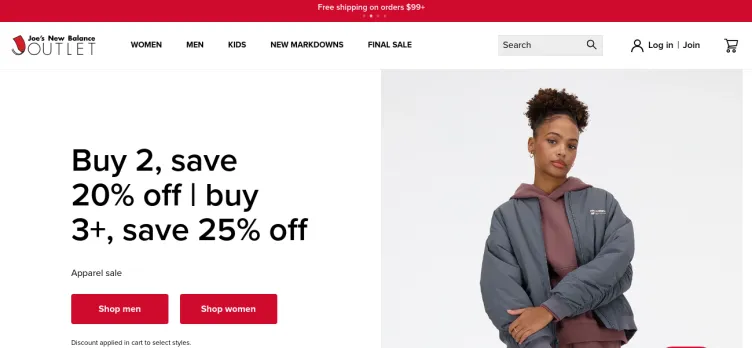 Screenshot Joe&#039;s New Balance Outlet