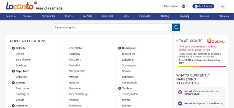 Screenshot Locanto.co.za