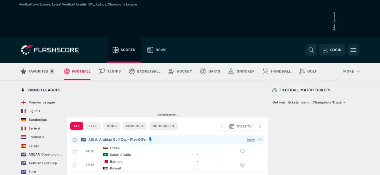 Screenshot FlashScore