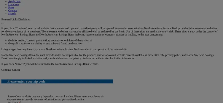 Screenshot North American Savings Bank (NASB)