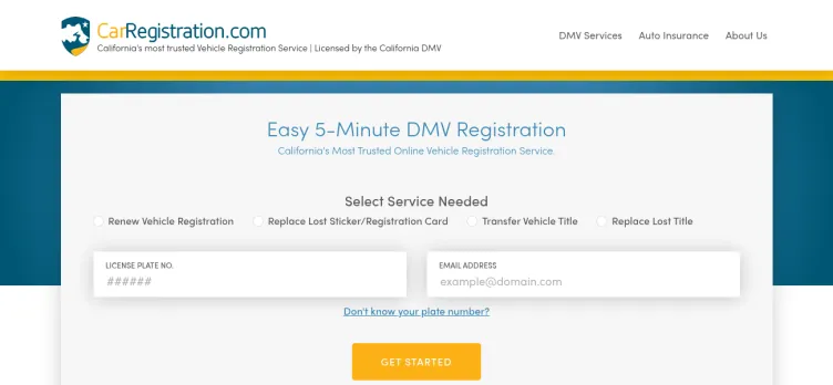 Screenshot Car Registration