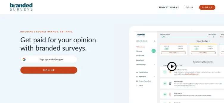 Screenshot branded surveys