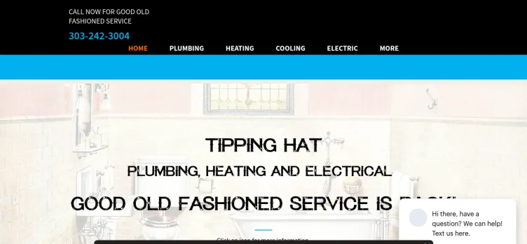 Screenshot Tipping Hat Plumbing, Heating & Electric