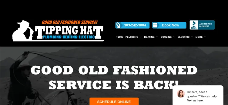 Screenshot Tipping Hat Plumbing, Heating & Electric