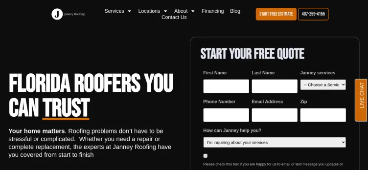 Screenshot Janney Roofing