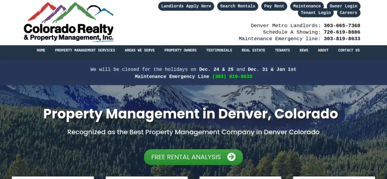 Screenshot Colorado Realty and Property Management