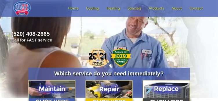 Screenshot D&H Air Conditioning & Heating