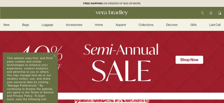 Screenshot Vera Bradley Designs