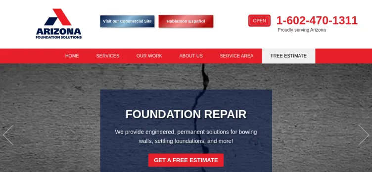 Screenshot Arizona Foundation Solutions