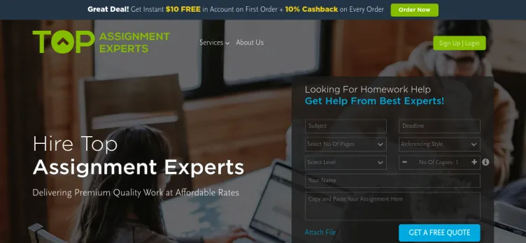 Screenshot Top Assignment Experts