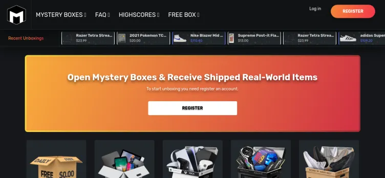 Screenshot Mystery Boxes