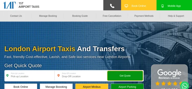 Screenshot 1st Airport Taxis