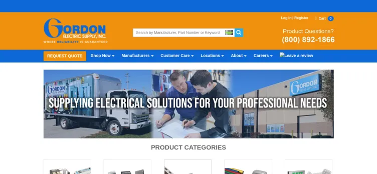 Screenshot Gordon Electric Supply
