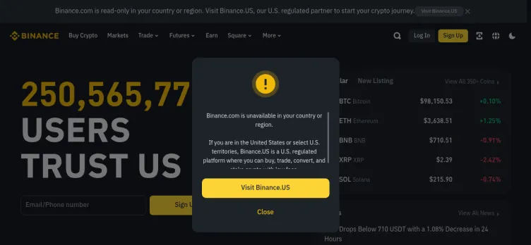 Screenshot Binance