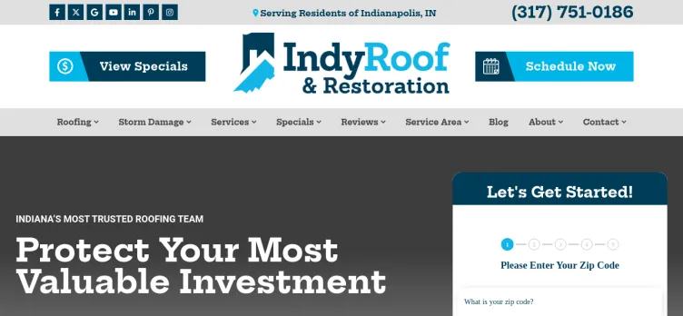 Screenshot Indy Roof Company