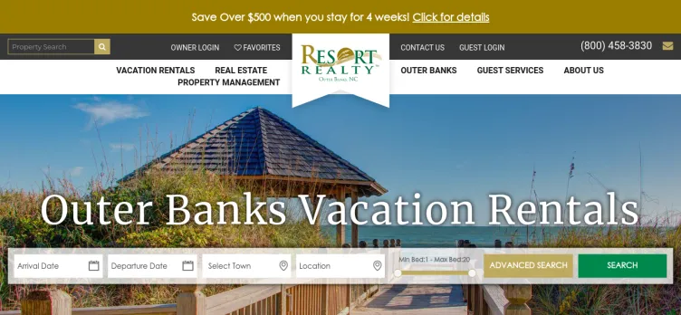 Screenshot Resort Realty Outer Banks