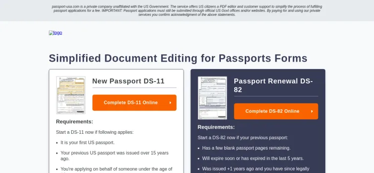 Screenshot Passport-USA