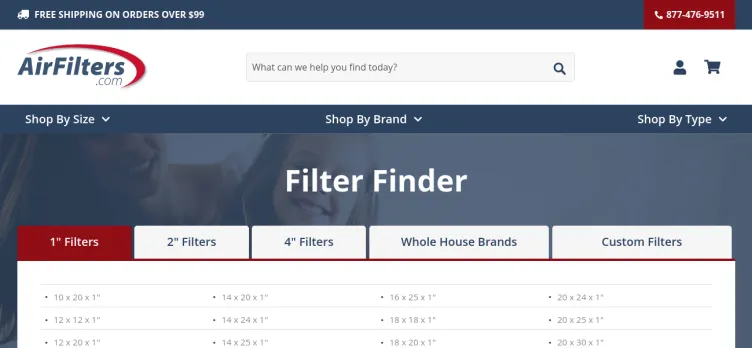 Screenshot AirFilters.com