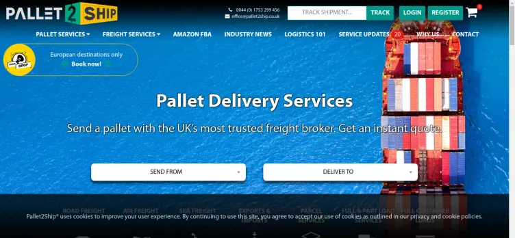 Screenshot Pallet2ship UK
