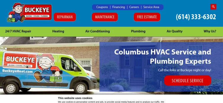 Screenshot Buckeye Heating, Cooling & Plumbing