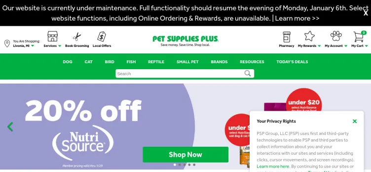 Screenshot Pet Supplies Plus