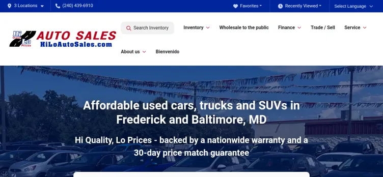 Screenshot Hi-Lo Auto Sales of Maryland