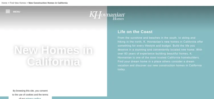 Screenshot K. Hovnanian Homes/Northern California