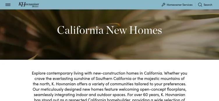 Screenshot K. Hovnanian Homes/Northern California