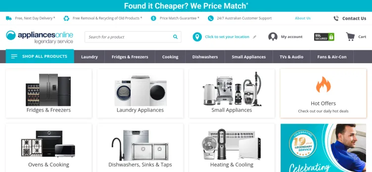Screenshot Appliances Online