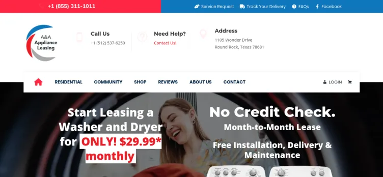 Screenshot A & A Appliance Leasing