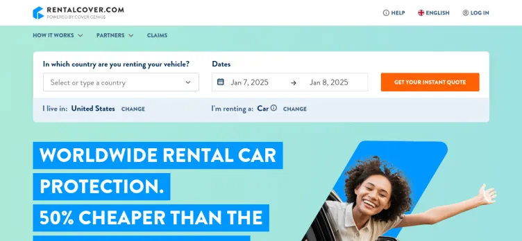 Screenshot RentalCover.com ? Save On Your Rental Car Insurance