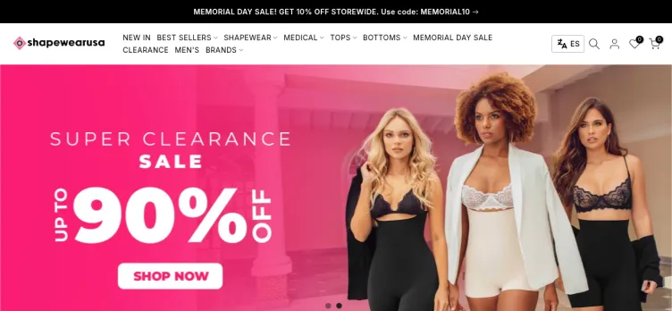 Screenshot Shapewear USA