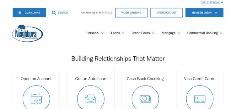 Screenshot Neighbors Federal Credit Union