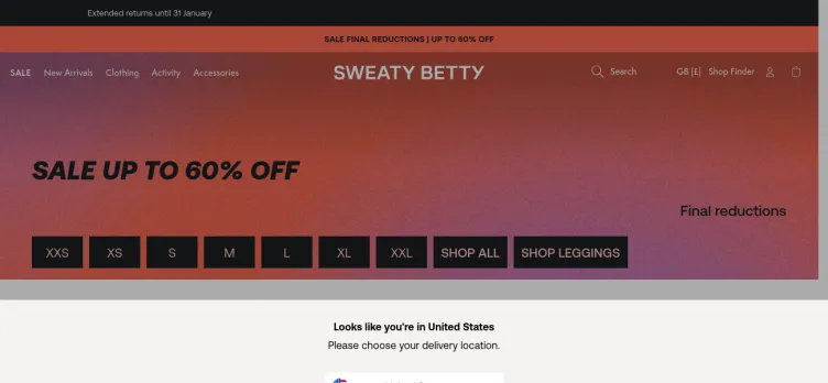 Screenshot Sweaty Betty