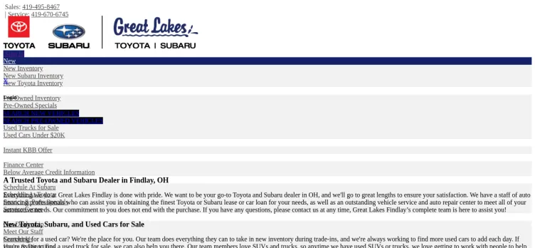 Screenshot Great Lakes Toyota-Subaru