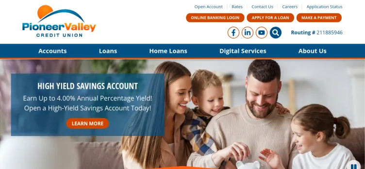 Screenshot Pioneer Valley Federal Credit Union