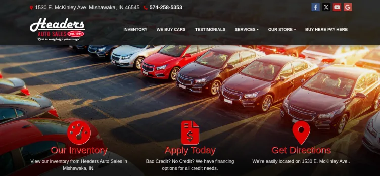 Screenshot Headers Auto Sales