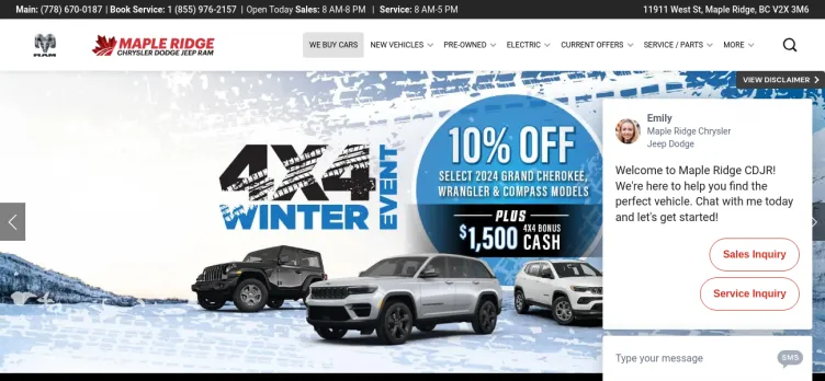 Screenshot Maple Ridge Chrysler Jeep Dodge