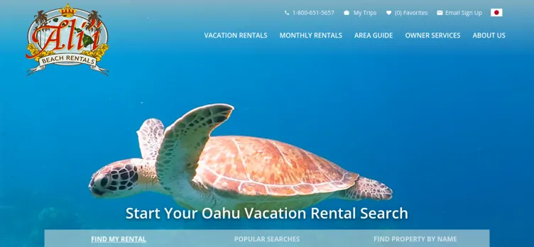 Screenshot Ali`i Beach Rentals