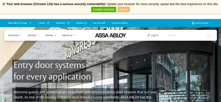 Screenshot Assa Abloy Entrance Systems