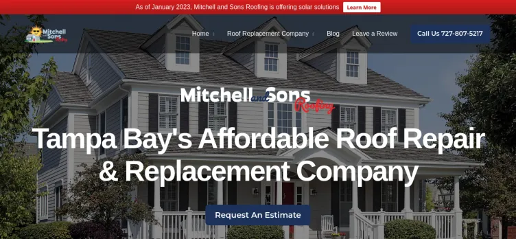 Screenshot Mitchell and Sons Roofing