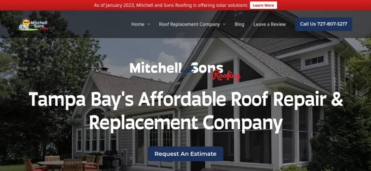 Screenshot Mitchell and Sons Roofing