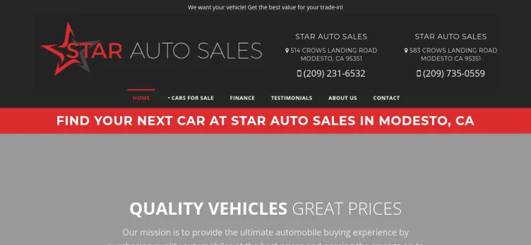 Screenshot Star Auto Sales of Modesto