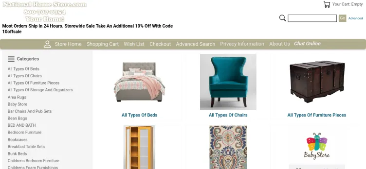 Screenshot NationalHomeStore.com